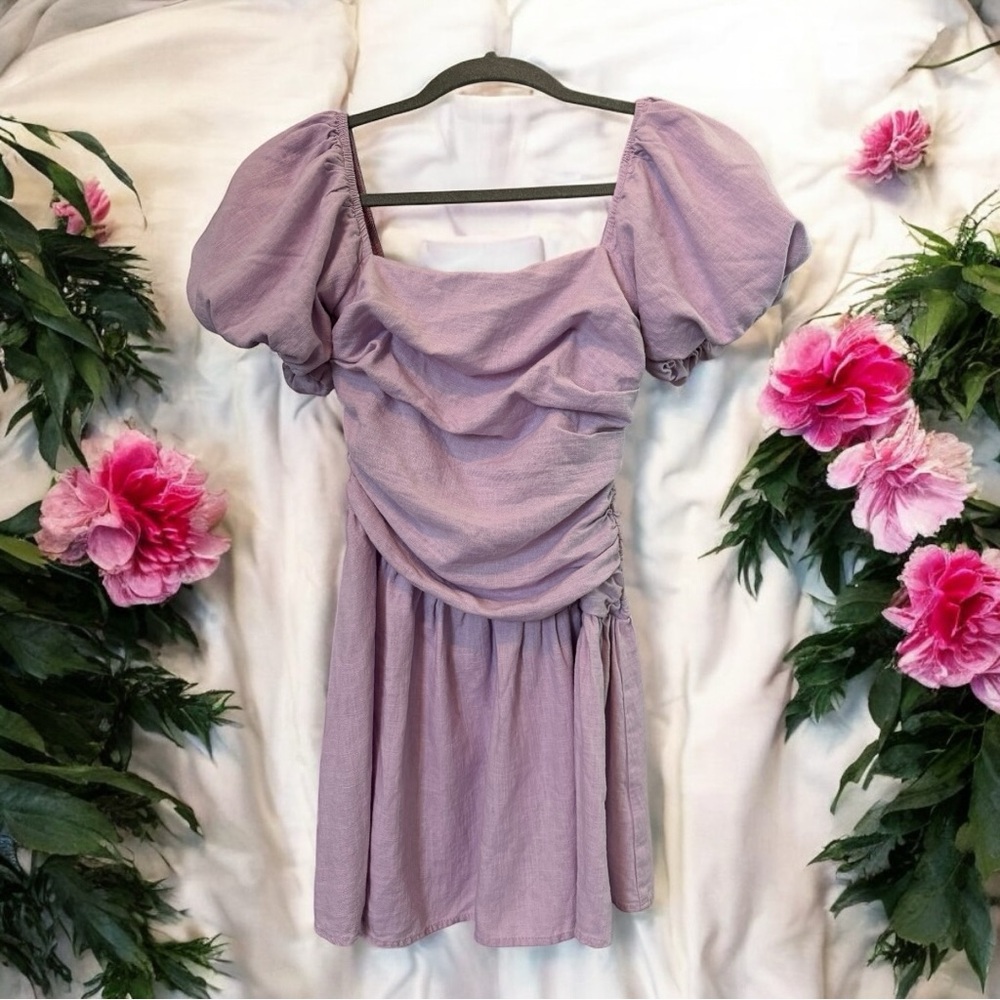 Hello Molly mini dress ruched linen blend worn once